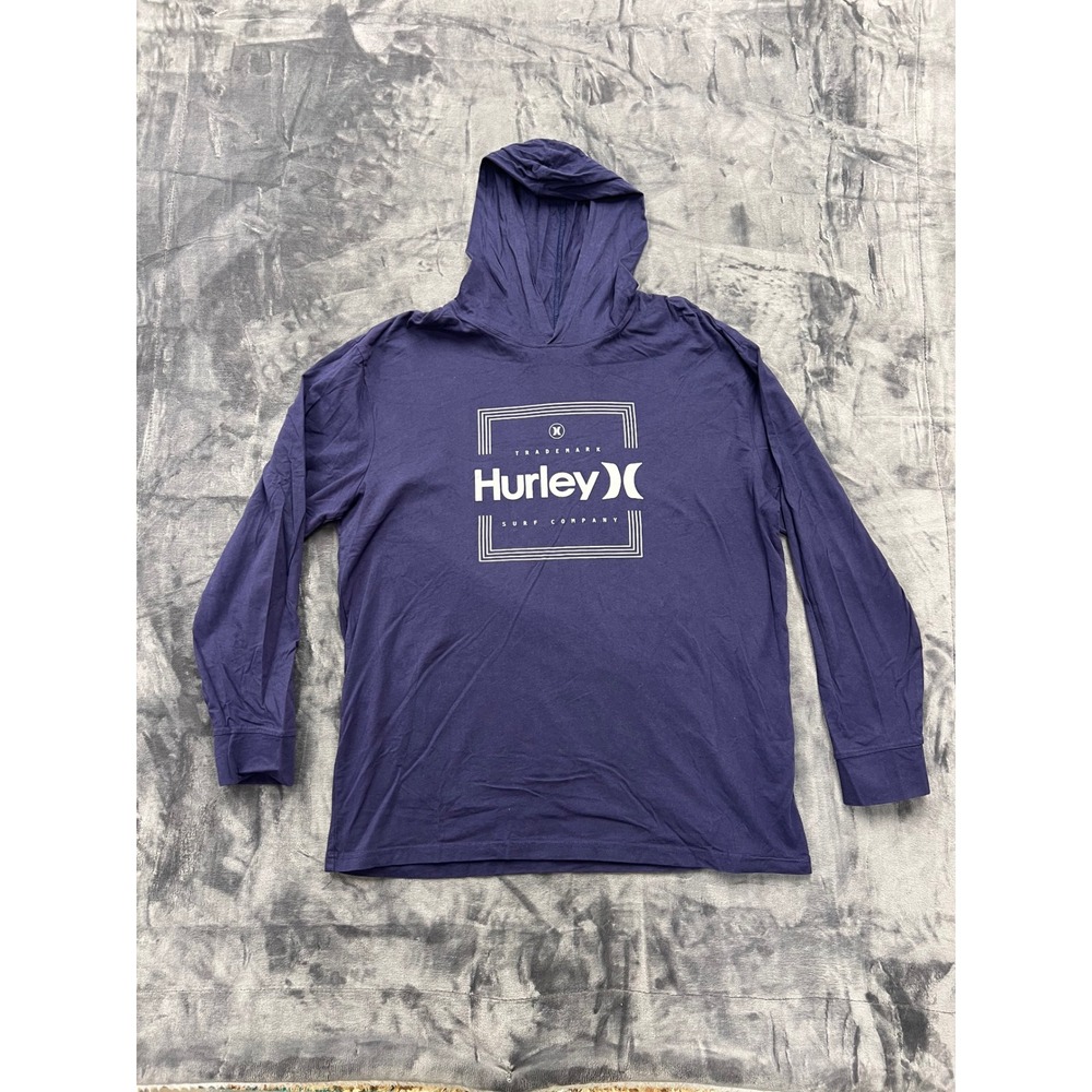 Hurley Hooded Long Sleeve Graphic T-Shirt Mens XL Purple Surf Company Logo